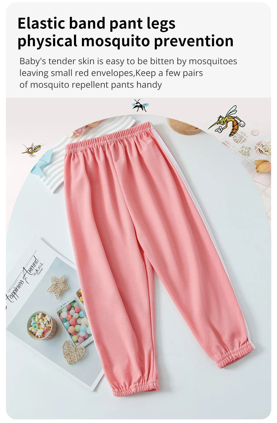 1/3 Pieces Children's Summer Solid Color Basic Sports Pants Boys Casual Joker Elastic Waist Girl Sweet and Lovely Mosquito Pants