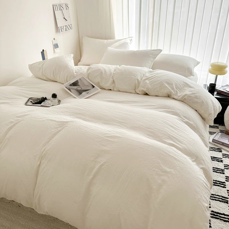 Solid Cotton Bedding Set | Duvet Cover & Sheet