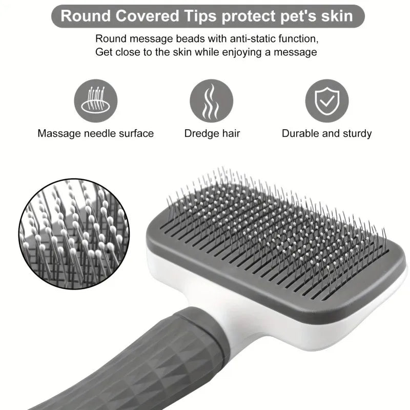 2-in-1 Pet Grooming Brush, Massaging Deshedder