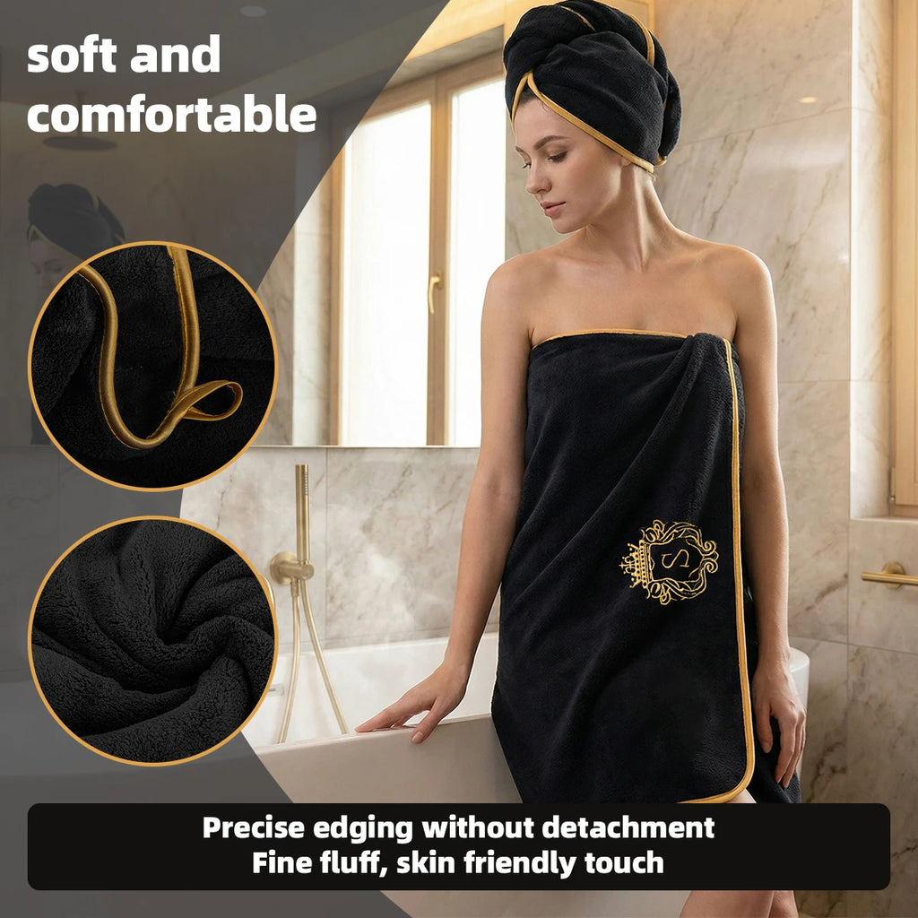 4-Piece Bath Towel Set, Gold-Edged S Solid Color Bath Towel
