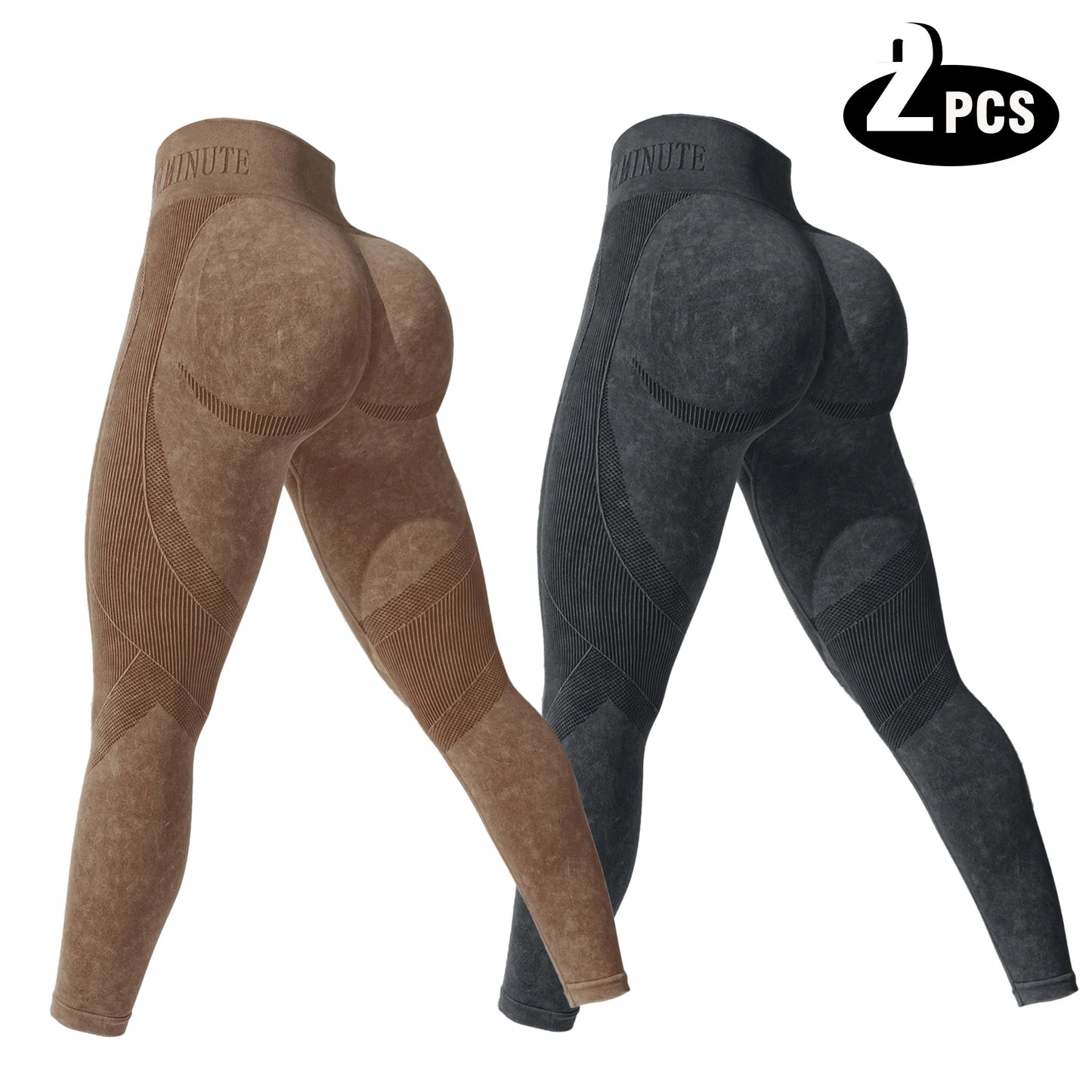 2-Pack Women’s High Waist Butt Lifting Seamless Yoga Leggings
