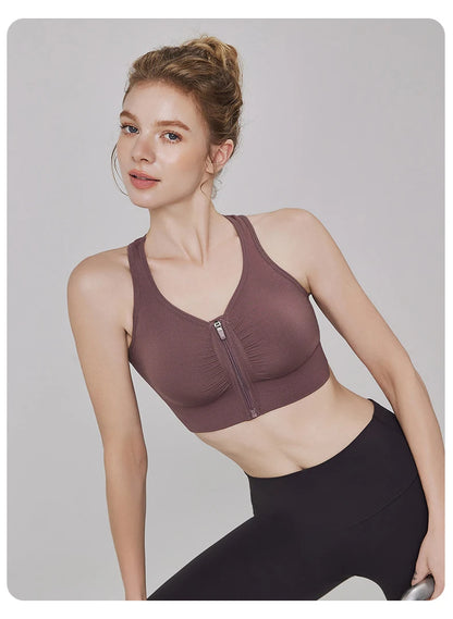 CZGUKE Women's Zipper Sports Bra Vest Plus Size Shock Resistant Bra Women's yoga Running Fitness Bra Women's Underwear