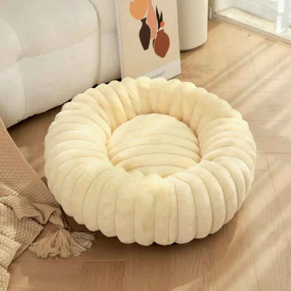 Round Bed for Dog Bed Mats Super Soft Cat Bed Long Plush for Medium Dog House Winter Warm Sleeping Dog House Supplies 40-70cm
