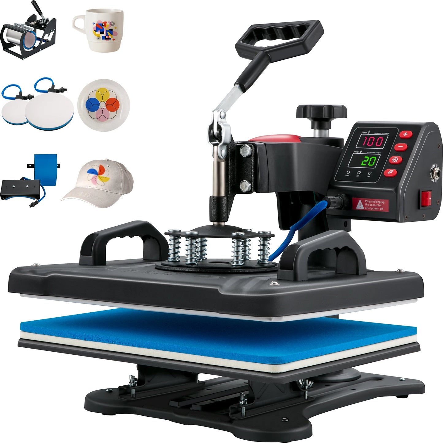 Heat Press 5in1 Machine 12x15in Clamshell Sublimation Transfer Printer Digital Precise Temperature Control