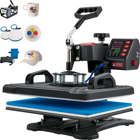Heat Press 5in1 Machine 12x15in Clamshell Sublimation Transfer Printer Digital Precise Temperature Control