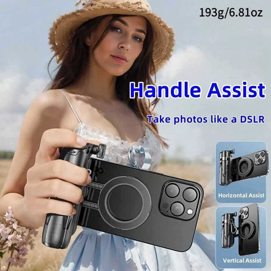 P15MiNi-C Magnetic Selfie Stick Tripod – 18.7", Aluminum, Type-C Remote, iPhone & Android