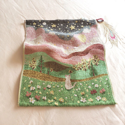 Pastoral Cats 100% Cotton Four-layer Gauze Towel Printed Hand Towel