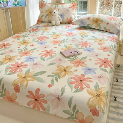 Fashion Flower Print Fitted Sheet, 100% Cotton