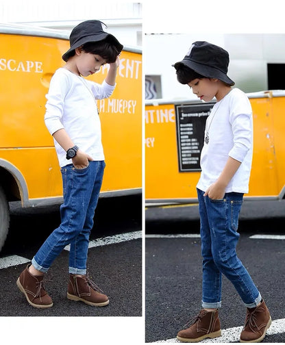 Boys T Shirts for Kids 2 to 3 4 5 6 7 8 9 10 11 12 13 14 Years 100% Cotton Spring Clothes Teenage Girls Tshirt Long Sleeve Tees