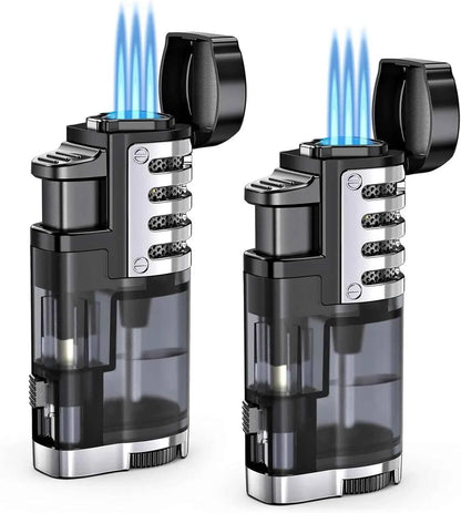 Cigar Butane Refillable Triple Jet Torch Lighter Windproof Adjustable Flame Lighter Men Cigarette Accessories Gifts FastShipping
