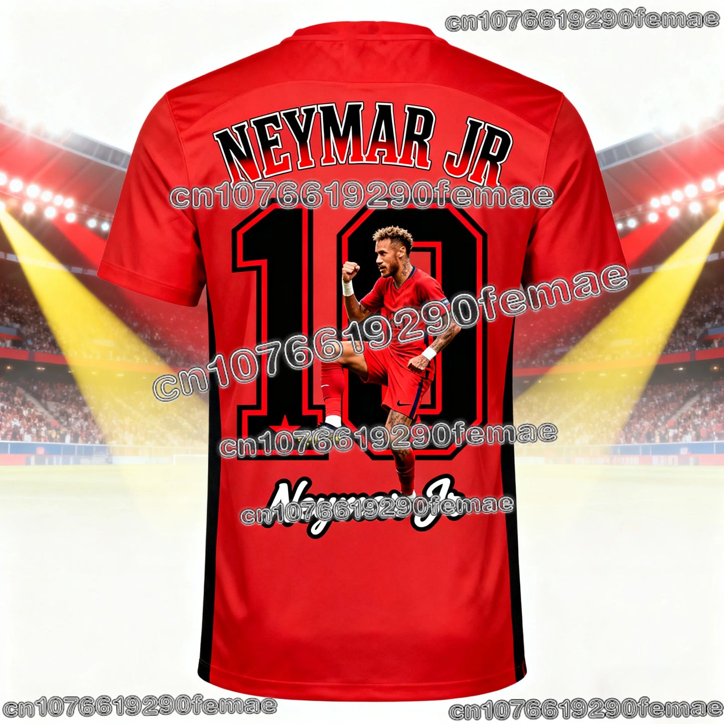 Trendy Neymar Special Edition Soccer Jersey Short Sleeve Men Women Kids Outdoor Training Top Quick Dry Breathable Sportswear