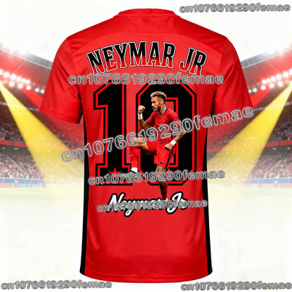 Trendy Neymar Special Edition Soccer Jersey Short Sleeve Men Women Kids Outdoor Training Top Quick Dry Breathable Sportswear