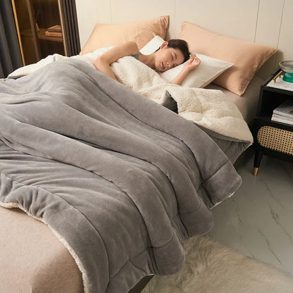 Plush Thick Warm Winter Blanket Double Layer Milk Fleece Flannel Soft Bed Blankets for Sofa Single Couple Flurry Bedspread