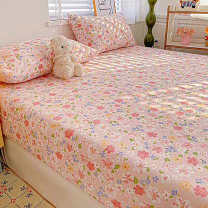 Non-Slip Fitted Sheet Set with Pillowcase, Queen