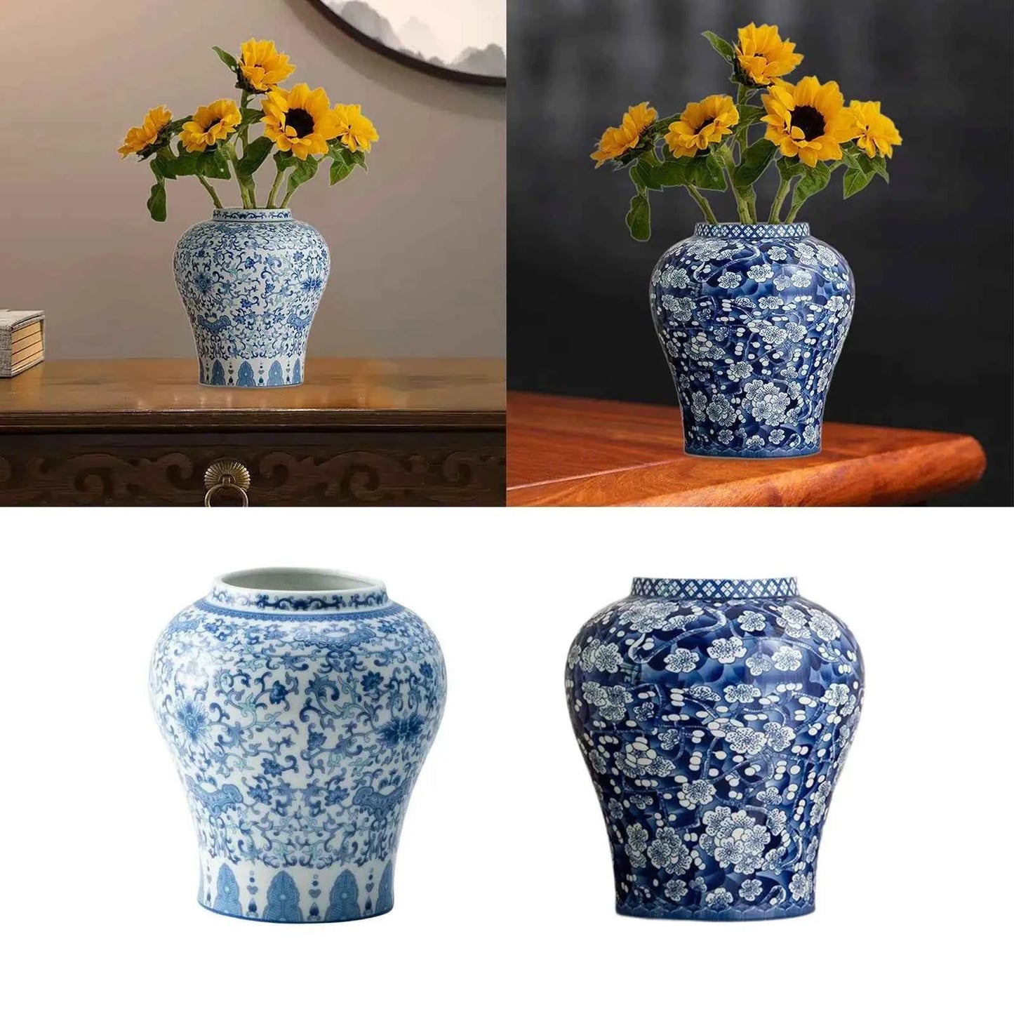 Ceramic Flower Vase Blue and White Porcelain Vase for Wedding Home Decor