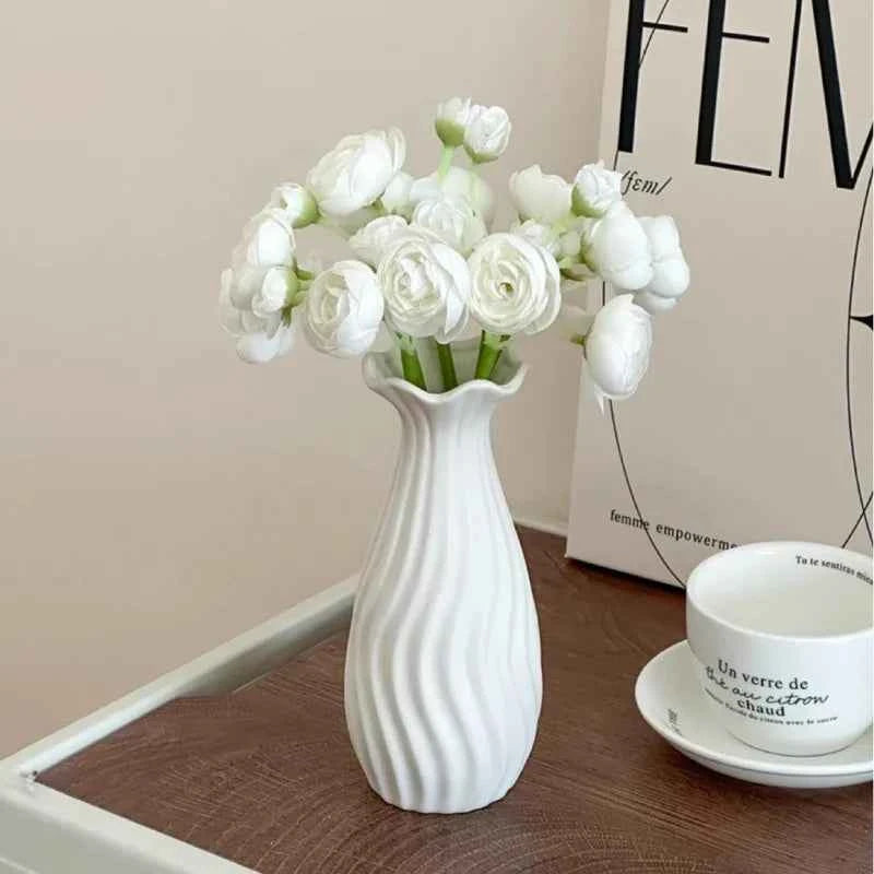 Nordic-style White Ceramic Vase, Modern Design, Living Room & Bedroom Decor, Flower Pot for Plant Cultivation