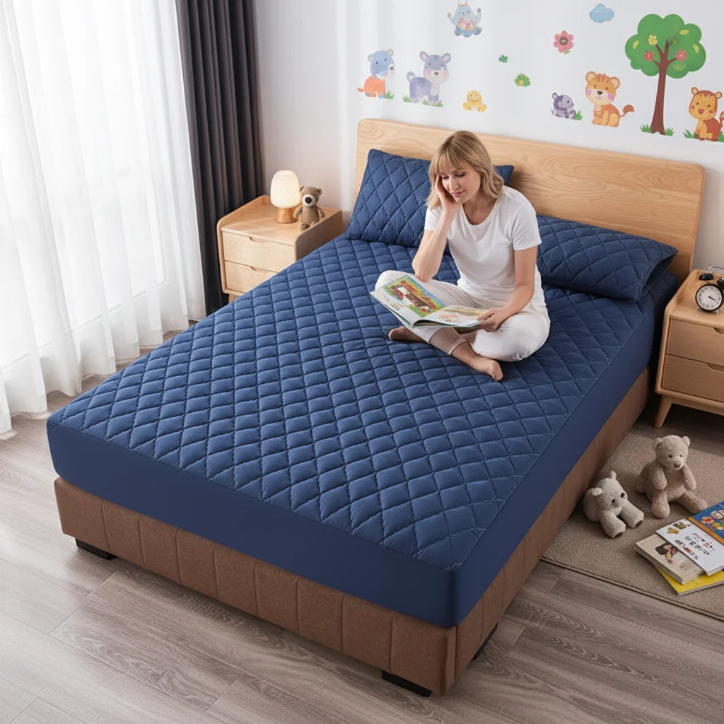 Quilted Wrinkle-Free King Fitted Sheet, Microfiber