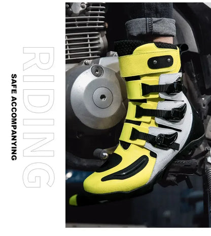 New Waterproof Men's Dirt Bike Shoes Men's Motorcycle Boots New Comfortable Leather Protective Boots Anti-slip Wear-resistant