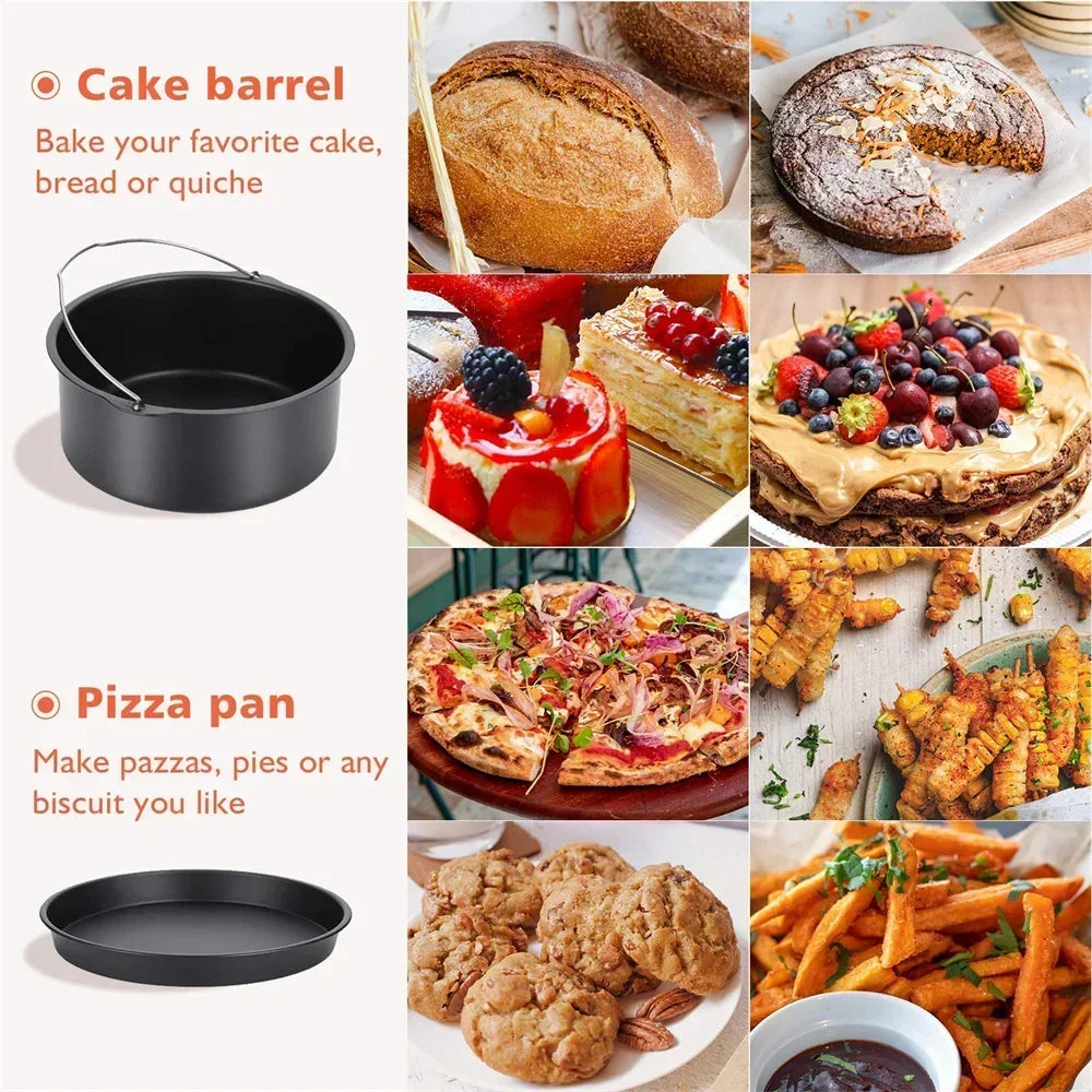 6/7/8 Inch Round Cake Mold, Non-Stick Baking Pan with Handles, Air Fryer & Oven Safe Bakeware for Pizza, Cakes & Desserts