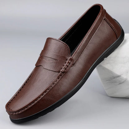 Genuine Leather Men Loafers Comfortable Mens Casual Shoes Luxury Brand Man Formal Dress Shoes Breathable Slip on Boat Shoes