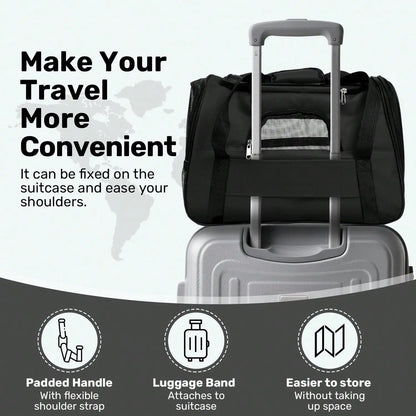 Airline-Approved Foldable Pet Carrier, Anti-Escape Zipper