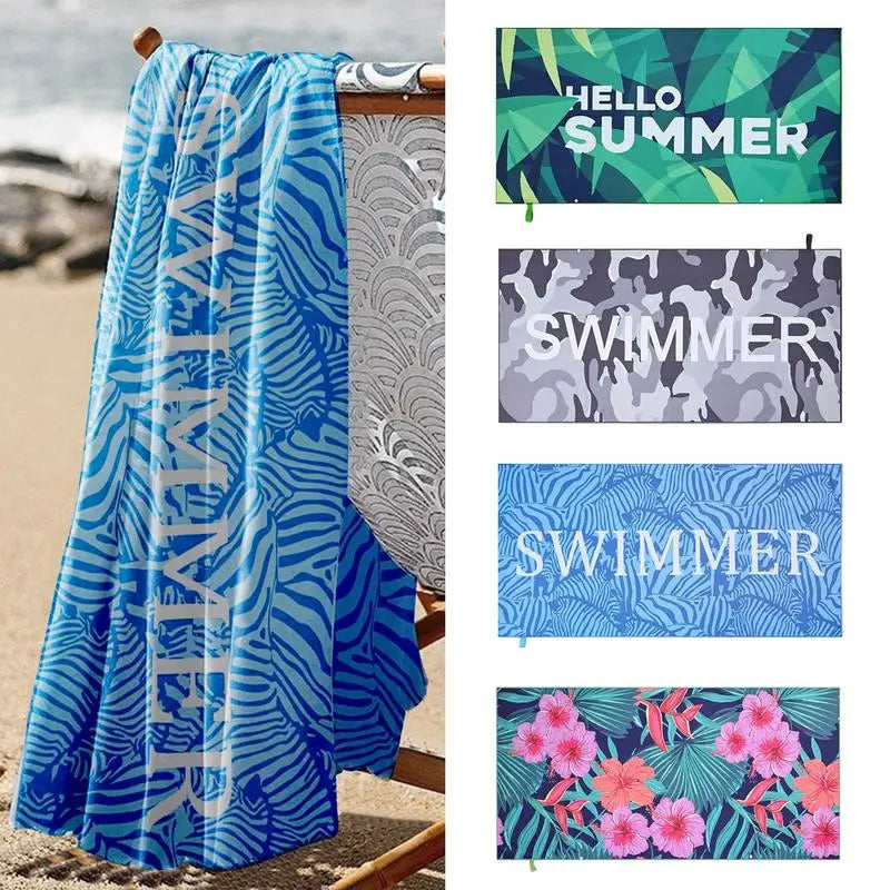 Microfiber Camping Towel 59 X 27.5 Inch Sand Proof Swimming Pool