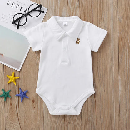 Summer Baby Boys Girls Jumpsuit Solid  Polo Infant Baby Boy Girl Clothes Playsuit Newborn Bebies Roupas  For 0-1Y