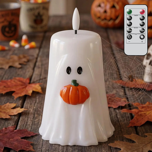 Halloween Ghost Flameless Candle Remote Battery Operated Candle