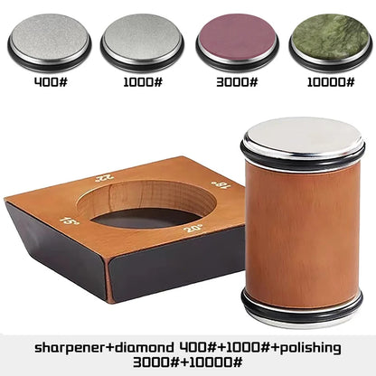 New Wooden【4 Angle】Rolling Knife Sharpener 15/18/20/22° Roller Sharpeners Professional Grinding System Diamond Sharpening Stone