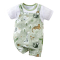 Zoo Animal Print Faux Two-Piece Baby Romper