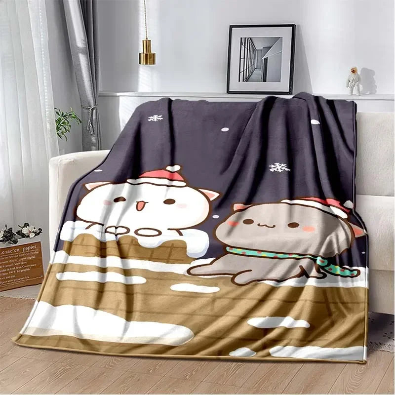 HD Cartoon Printed Bear Dad Blanket Cute Cloth Dudu Series Children's Warm Flannel Soft and Comfortable Home Bed Warm Gift