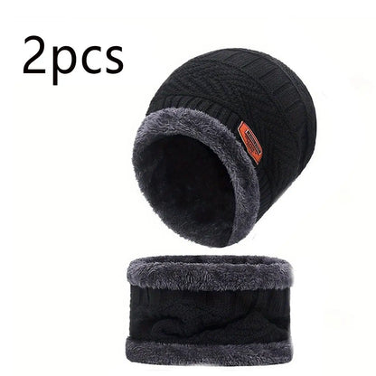 2/4pcs sets Winter Warm Velvet men Hat Scarf Gloves Set For men and women Girls Outdoor Riding Hat Beanies Neck Protection Scarf