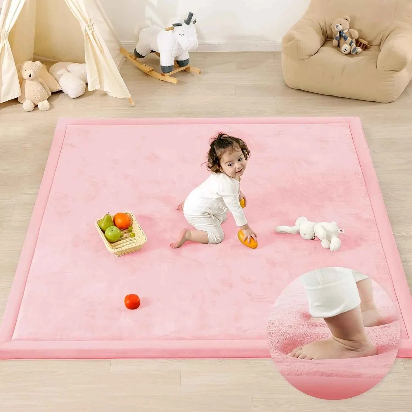 Carpet For Floor 3cm Thick Memory Foam Playpen Mat With Non-slip Bottom For Living Room Soft Velvet Minimalist Carpet Kids Rugs