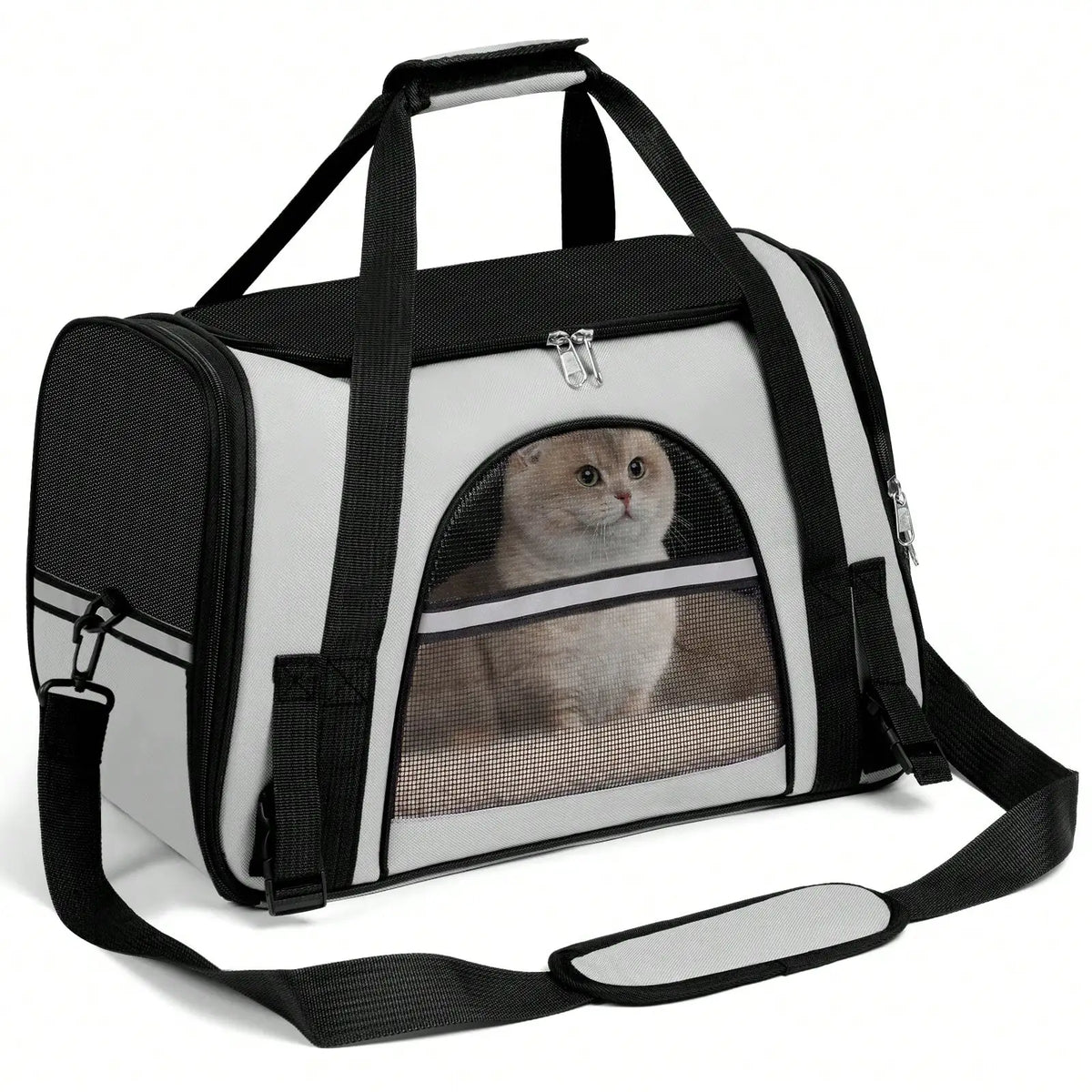 Airline-Approved Foldable Pet Carrier, Anti-Escape Zipper