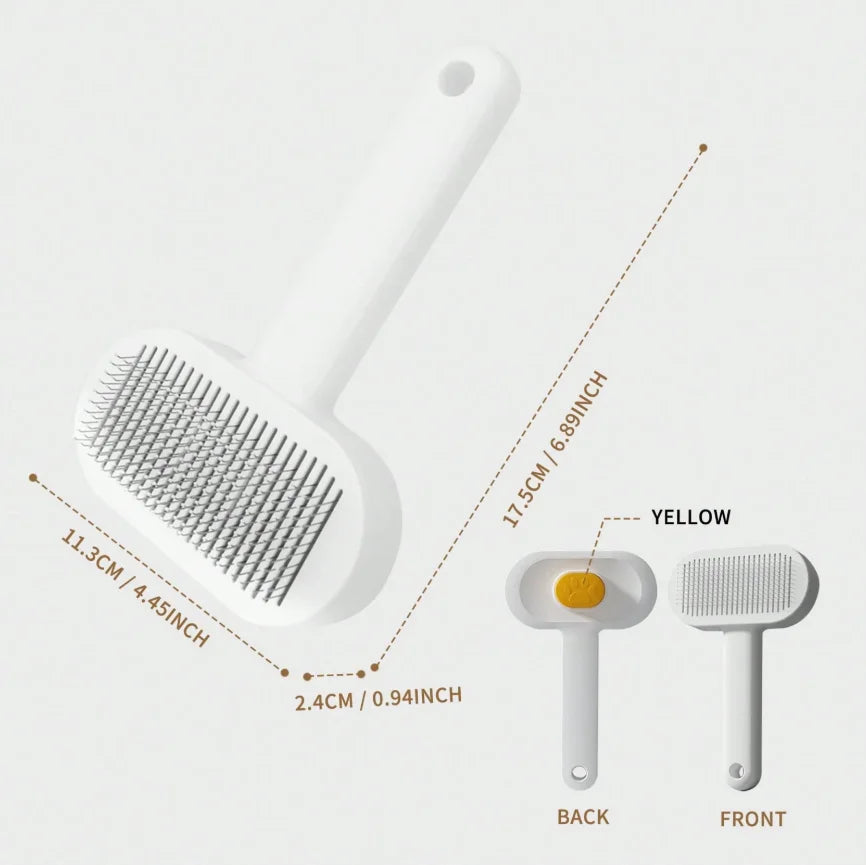 Self-Cleaning Slicker Brush, One-Button Hair Release