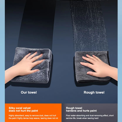 Coral Velvet Car Wash Towel, 40x100cm No-Hem