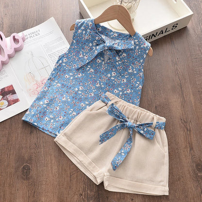 Baby Girls Sleeveless Vest & Shorts 2-Piece Set