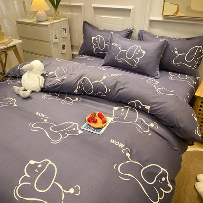 Daisy Print Washed Cotton Duvet Cover Set, King