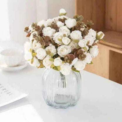 Uflower 10 Heads Flowers Scrapbooking Silk Roses Wedding Party Christmas Bouquet Household Products Vases for Home Decoration