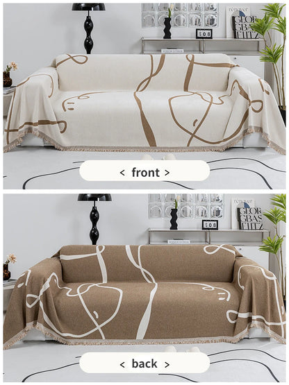Black Line Chenille Sofa Cover Cloth Sofa Blanket Cover Full Cover Universal Couch Towel Cover Dust Proof Sofa Cushion Cover