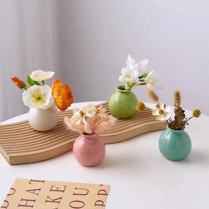 Creative Mini Vase with Highend Floral Arrangement Japanese Retro Ceramic Ornament Desktop Decoration