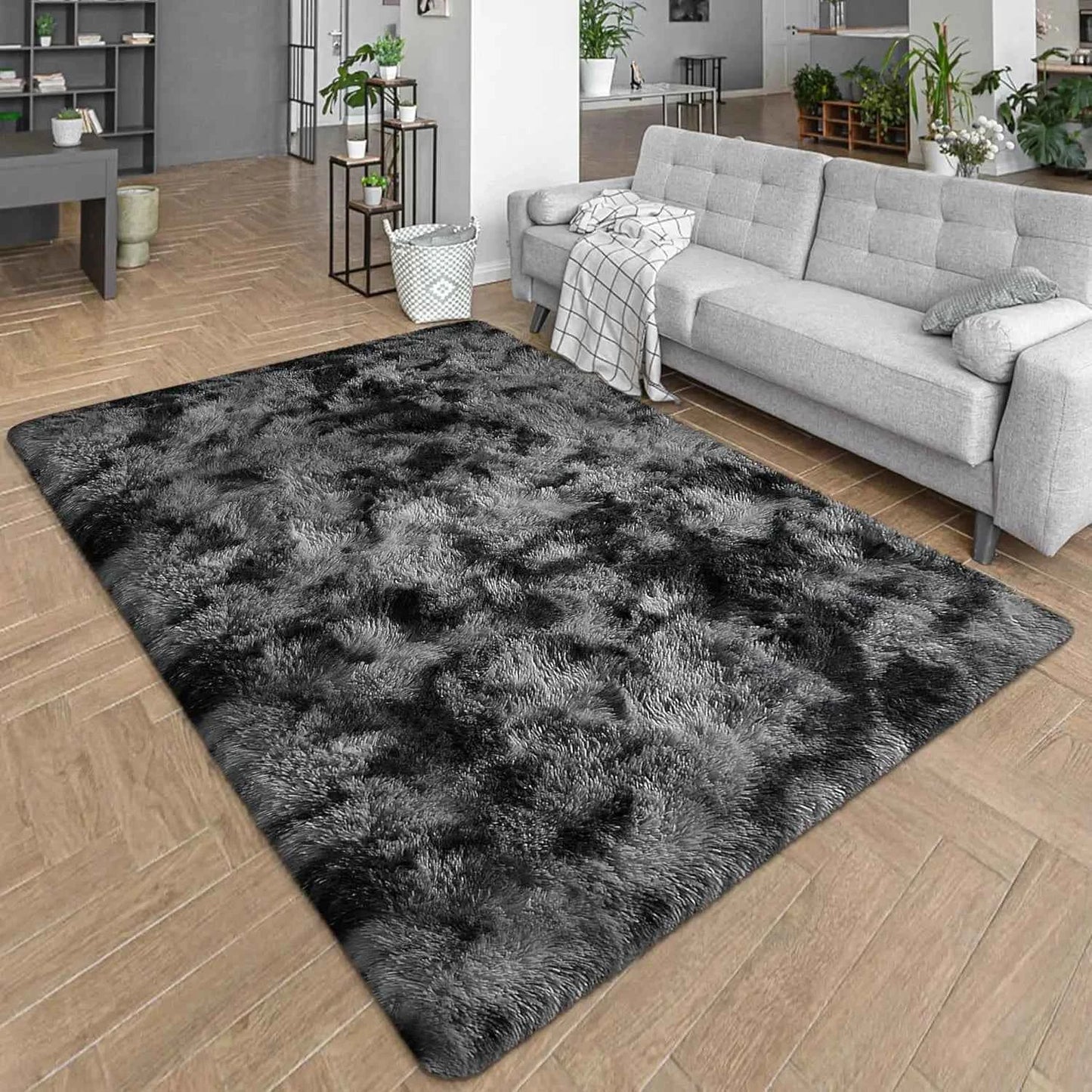 Soft Area Rugs for Living Room Non-Slip Thick Plush Carpets for Winter Anti-Slip Fluffy Artificial Velvet Rugs Soft Gray Carpets