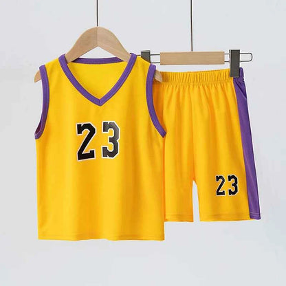 Summer CHILDREN'S Basketball Suit Boys and Girls Sports Vest Shorts Suit 23rd Handsome Boys and Students Vest Suit 2-piece.