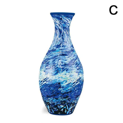 3D Puzzle Vase Flower Porcelain Design DIY Assembly Educational Toy Home Decoration House Arrangement Warming Christmas Gift Toy