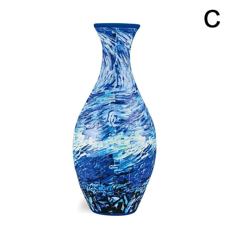 3D Puzzle Vase Flower Porcelain Design DIY Assembly Educational Toy Home Decoration House Arrangement Warming Christmas Gift Toy