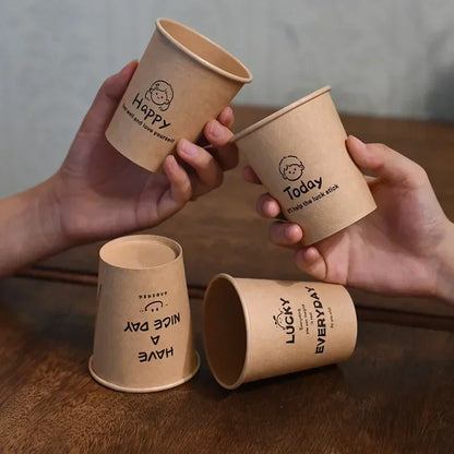 50PCS Biodegradable Paper Tasting Cups 250ml | Coffee Tea Milk Party Tableware