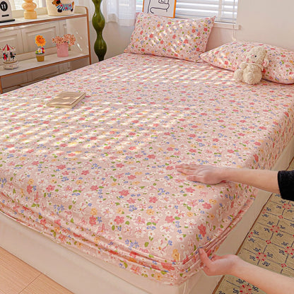 Non-Slip Fitted Sheet Set with Pillowcase, Queen