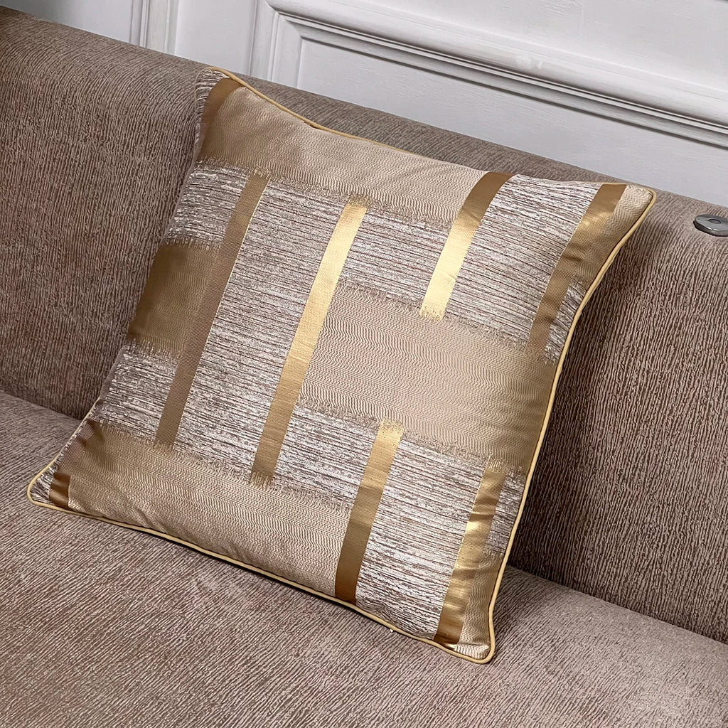 Gold Stripe Holiday Cushion Cover, Yellow