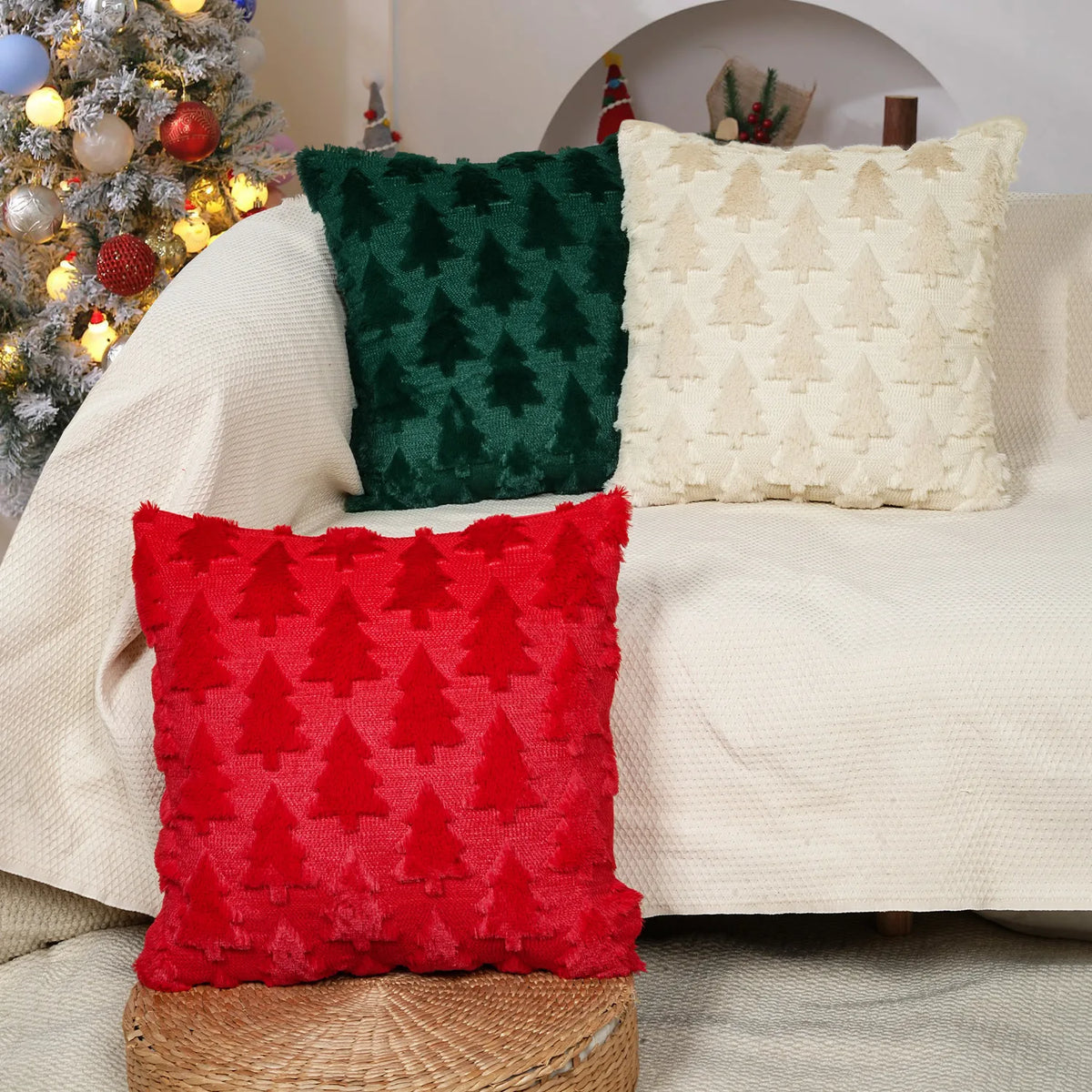 Knitted Spring Tree Decorative Throw Cushion Cover