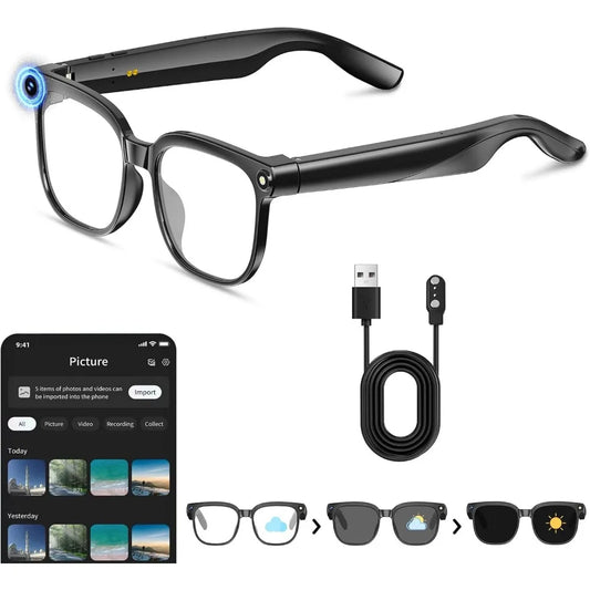 4K HD Smart Camera Glasses – 8MP, AI Translation, Anti-Shake, Photochromic Lenses